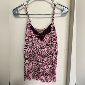 Mudd Women's Pink and Brown Leopard Print Chemise